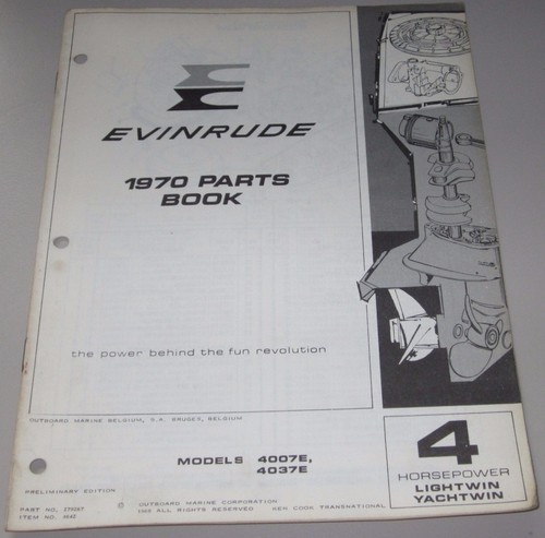 Parts book evinrude hp - book,